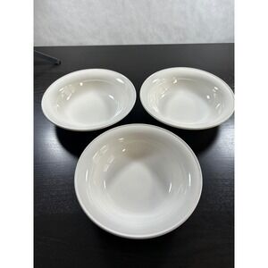 Nancy Calhoun 9.25" White Soup Pasta Bowls Set of 3 Ribbed Rim Stoneware Japan